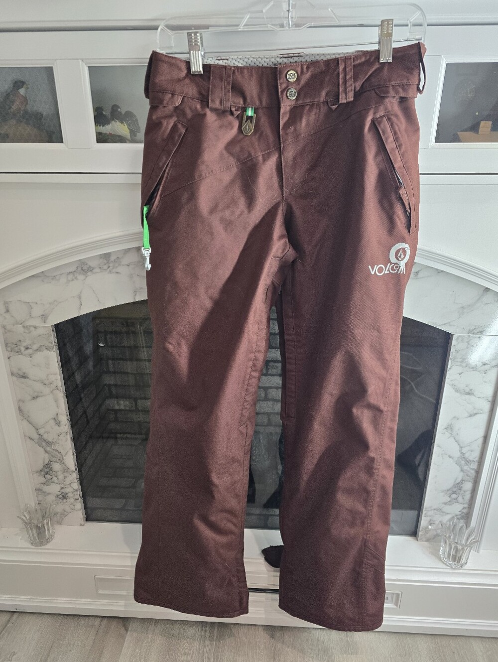 Volcom Women's Brown Snow Pants with Green Accents Size XS